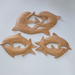 Wooden Dolphin Wall Art Set